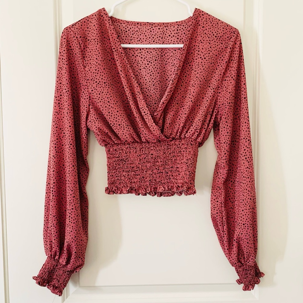 V neck Long sleeve crop top
